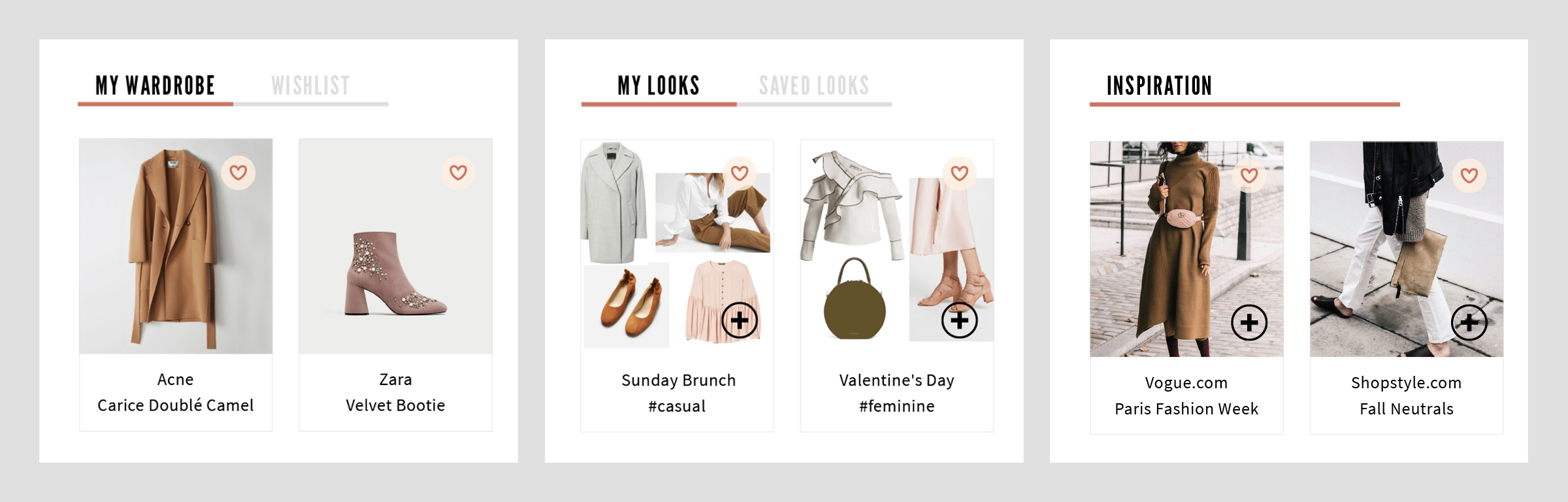 3つのアイテムフィード